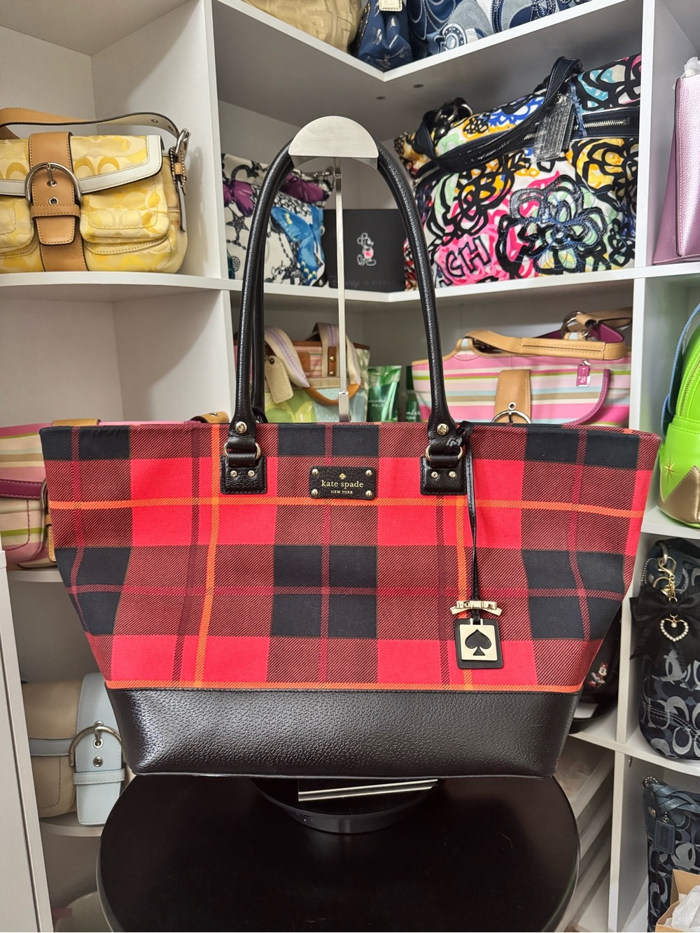 kate spade Large Red Plaid Tote Bag